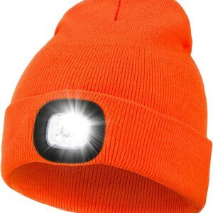 Unisex LED Beanie Hat Soft Acrylic Warm Headlamp Winter Gift for Men Women